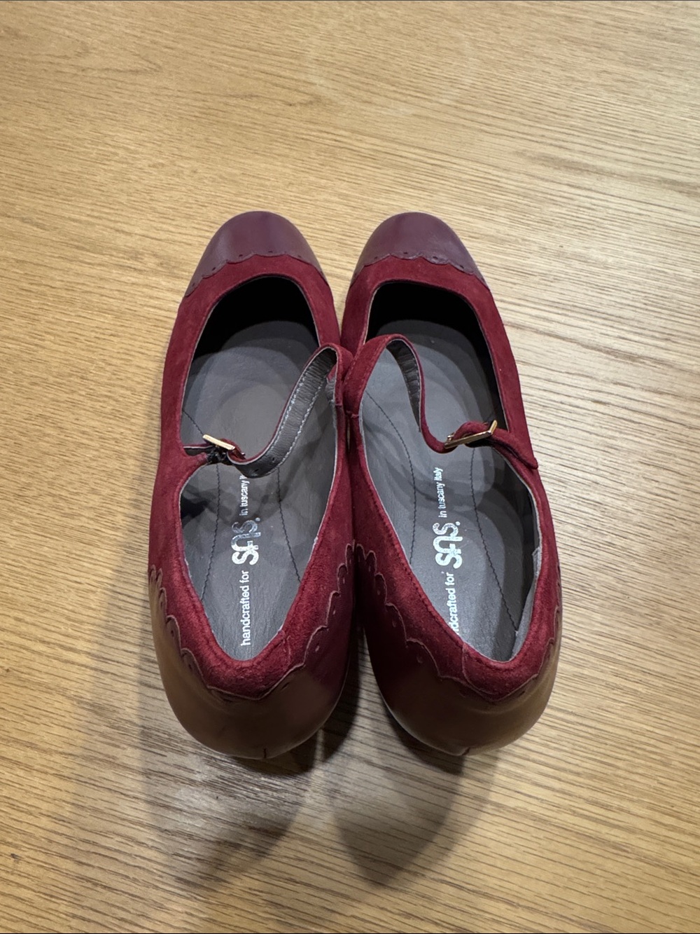 SAS Burgundy Mary Jane Low Heel Pumps - Picture 3 of 9